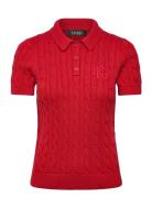 Lauren Ralph Lauren Cable-Knit Cotton Polo Sweater Röd
