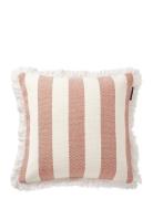 Lexington Home Block Striped Organic Cotton Fringe Pillow Cover Vit