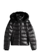 Tommy Hilfiger Gloss Hw Down Slim Jacket W Fur Svart