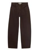 Mango High-Waisted Barrel Jeans Brun