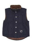 Copenhagen Colors Twill Vest W. Sherpa Collar Marinblå
