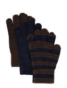 Minymo Magic Gloves Knit 3-Pack Khaki Green