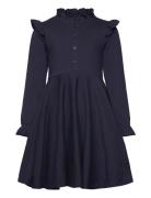 Geggamoja Flounce Collar Dress Navy Marinblå