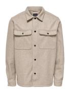 ONLY & SONS Onsash Ovr Woolen Look Pkt Ls Shirt Noos Beige