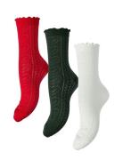 Pieces Pcjara Pointelle Socks 3 Pack Mpa Röd
