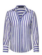 Mango Striped Lyocell Shirt Blå