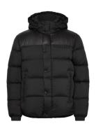 Tommy Hilfiger Mix Down Hooded Puffer Svart