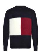 Tommy Hilfiger Alpaca Blend Big Flag Crew Neck Marinblå