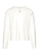 Mango Long Sleeve Cotton T-Shirt Vit