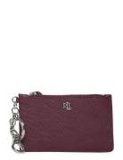 Lauren Ralph Lauren Crosshatch Leather Zip Card Case Burgundy
