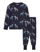 Geggamoja Bamboo Two Piece Pyjamas Christmas Doddi Marinblå