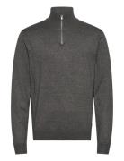 Lindbergh Half Zip Mélange Knit Grå