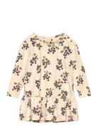 Petit Piao Dress L/S Gather Printed Kräm