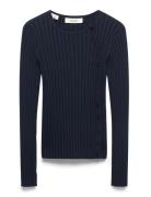 Selected Slfhelen Ls Knit Button O-Neck Top Marinblå