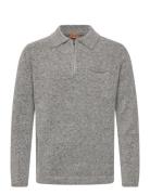 Mos Mosh Gallery Mmgryan Soft Zip Polo Pullover Grå