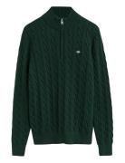 GANT Cotton Cable Half Zip Grön