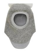 Huttelihut Balaclava Wool Alpaca Pompoms Grå