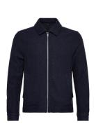 Lindbergh Wool Blend Zip Through Overshirt Marinblå