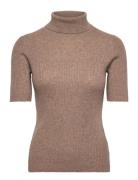 Davida Cashmere Turtleneck Rib T-Shirt Beige