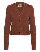 Monki Ribbed V-Neck Cardigan Brun
