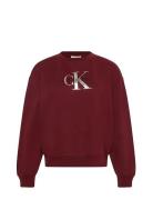 Calvin Klein Jeans Ls Monologo French Terry Rlxd Cr Burgundy