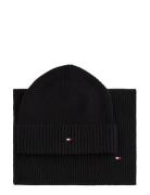 Tommy Hilfiger Th Flag Beanie & Scarf Gp Svart
