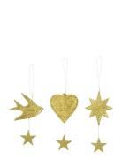 House Doctor Julepynt, Hdbird, Star, Heart, Antik Messingfinish Guld