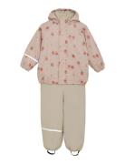 CeLaVi Rainwear Set - Aop, W. Fleece Beige