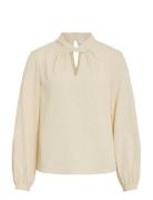 Vila Viveama L/S High Neck Top/Pb Kräm