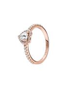 Pandora Heart 14K Rose Gold-Plated Ring With Clear Cubic Zirconia Rosa