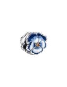 Pandora Pansy Sterling Silver Charm With Clear Cubic Zirconia, Burnt O...