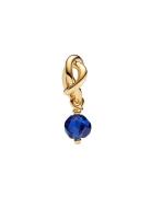 Pandora 14K Gold-Plated Dangle With Princess Blue Crystal Guld