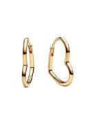Pandora Small Asymmetric Heart 14K Gold-Plated Hoop Earrings Guld