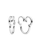 Pandora Disney Mickey Silhouette Sterling Silver Hoop Earrings Silver