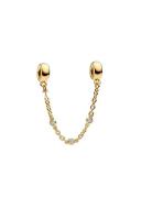 Pandora 14K Gold-Plated Safety Chain Clip With Clear Cubic Zirconia An...