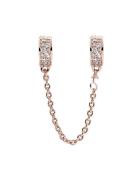 Pandora 14K Rose Gold-Plated Safety Chain With Clear Cubic Zirconia An...