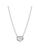 Pandora Infinity Heart Sterling Silver Necklace With Clear Cubic Zirco...