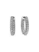 Pandora Sterling Silver Hoop Earrings With Clear Cubic Zirconia Silver