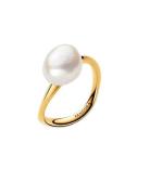 Pandora 14K Gold-Plated Ring With Baroque White Treated Freshwater Cul...