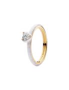 Pandora Heart 14K Gold-Plated Ring With Clear Cubic Zirconia And Shimm...