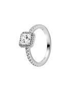 Pandora Square Sterling Silver Ring With Clear Cubic Zirconia Silver