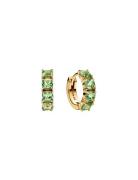 Pandora 14K Gold-Plated Hoop Earrings With Mint Green Crystal Grön