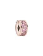 Pandora 14K Rose Gold-Plated Clip With Pink Cubic Zirconia And Silic G...