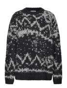Weekday Over D Fair Isle Knit Sweater Svart