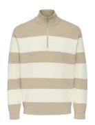 ONLY & SONS Onsphil Reg 12 Struc Half Zip Knit Noos Beige