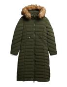 Superdry Fuji Faux Fur Hooded Longline Grön