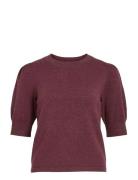 Vila Viril 2/4 Sleeve O-Neck Knit Top - Noos Burgundy