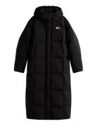 Tommy Jeans Tjw Alaska Grid Dwn Mxi Coat Ext Svart