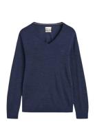 GANT Extrafine Merino Wool V-Neck Blå