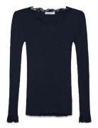 Rosemunde Rwbabette Silk Ls Lace T-Shirt Marinblå